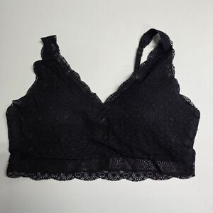 Danskin Women's Lace Bralette XL Black Wireless Stretch Intimates